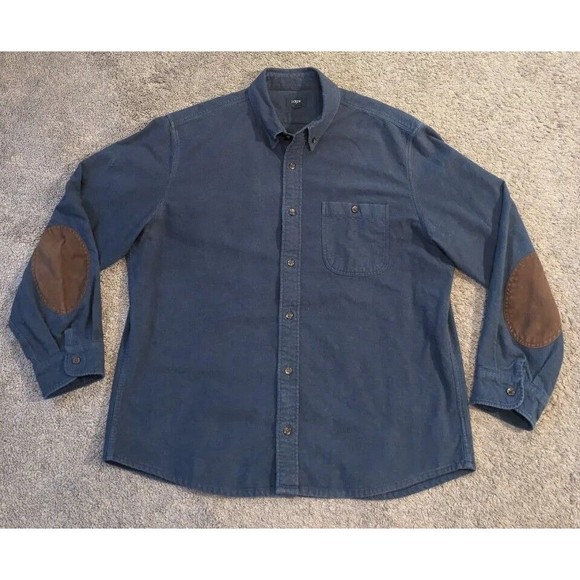 J.CREW Other - Mens J.Crew Heathered Chamois Button Down Leather Suede Elbow Shirt B3061 Large